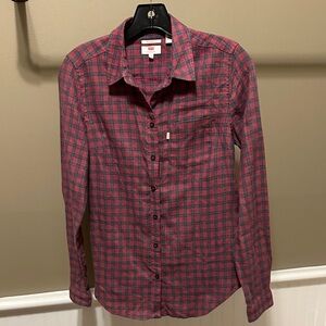 Levi's Red and Gray Plaid Button-Down Shirt